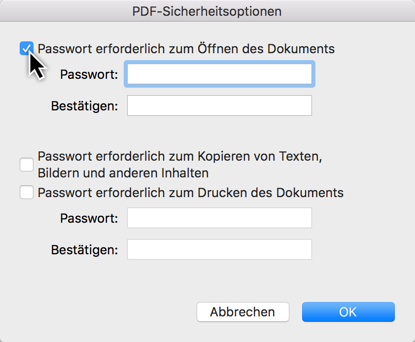 Drucken:PDF Passwort