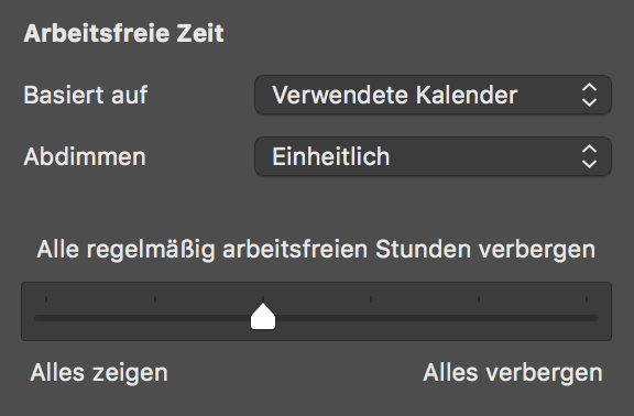 Arbeitsfreie Zeit Einstellungen