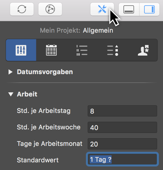 Arbeit - Standardwert