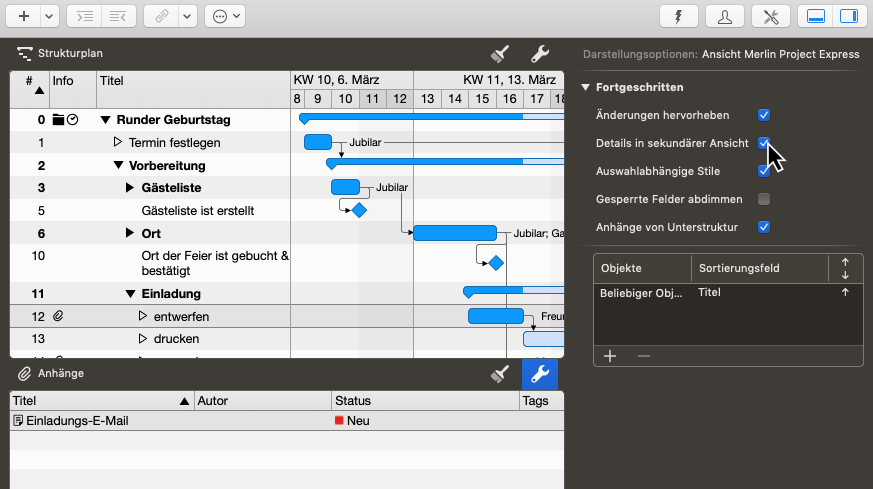 Details der Auswahl