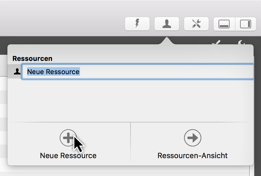 Symbolleiste - Ressourcen