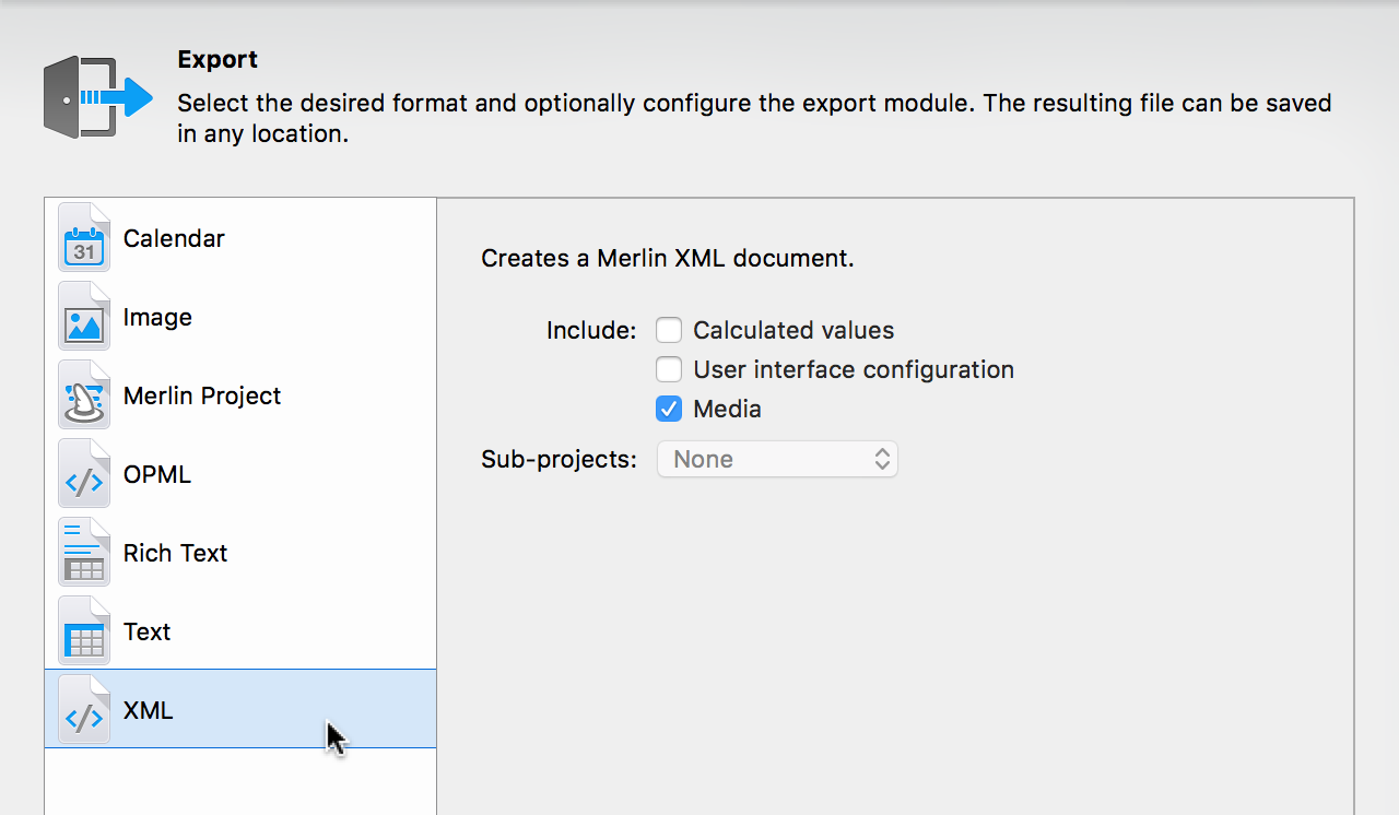 Export:XML