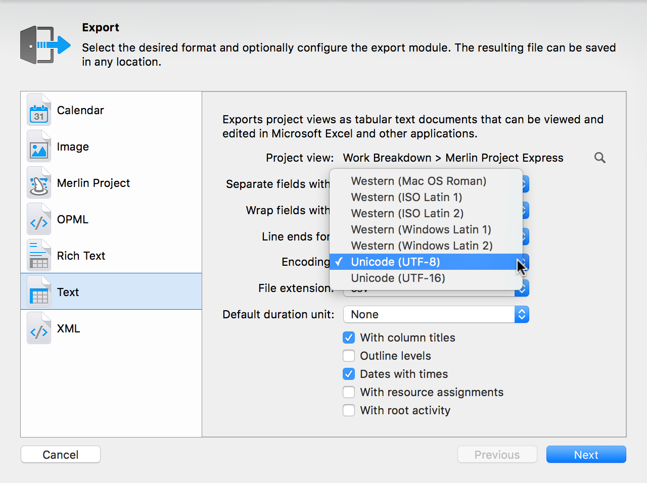 Export:CSV - Encoding