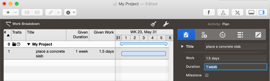 Example for work and duration