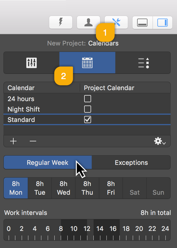 Project Inspector Regular Working Times Settings