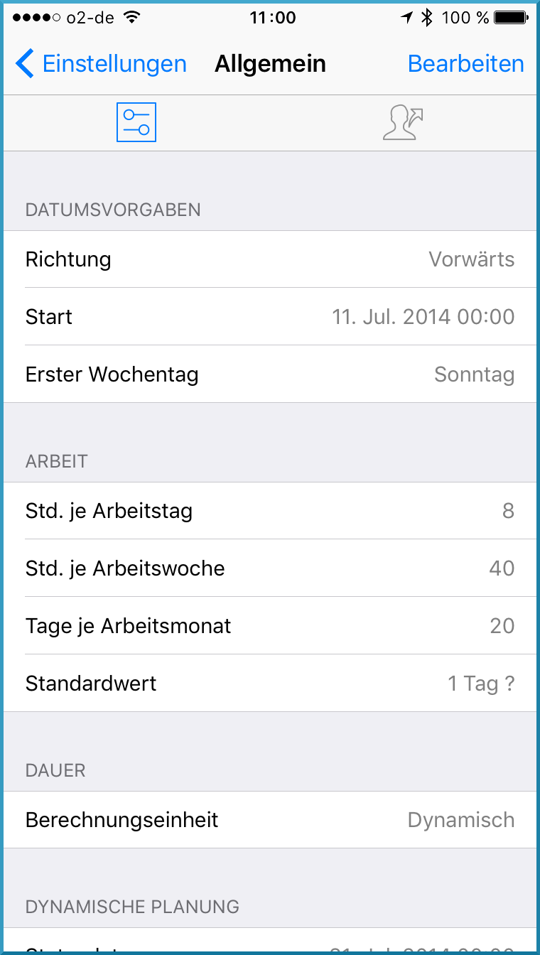Go:Einstellungen Allgemein