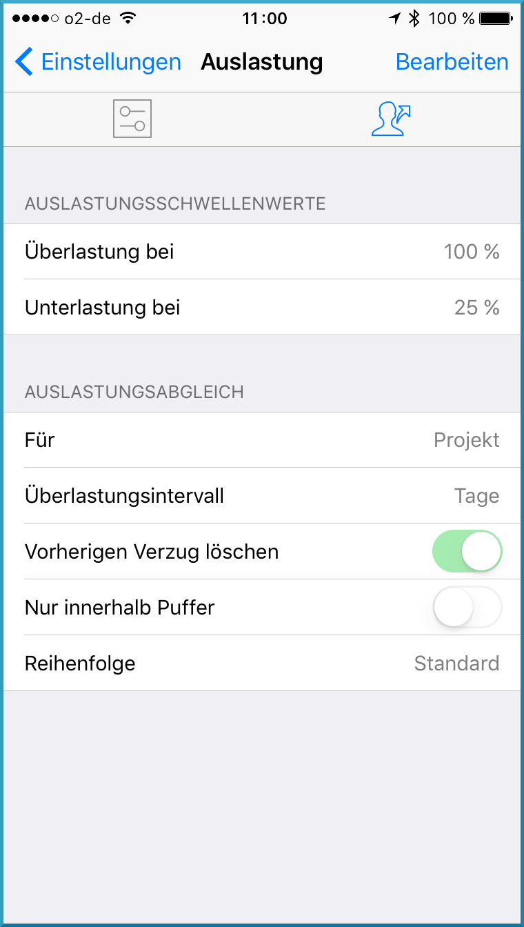 Go:Einstellungen Auslastung