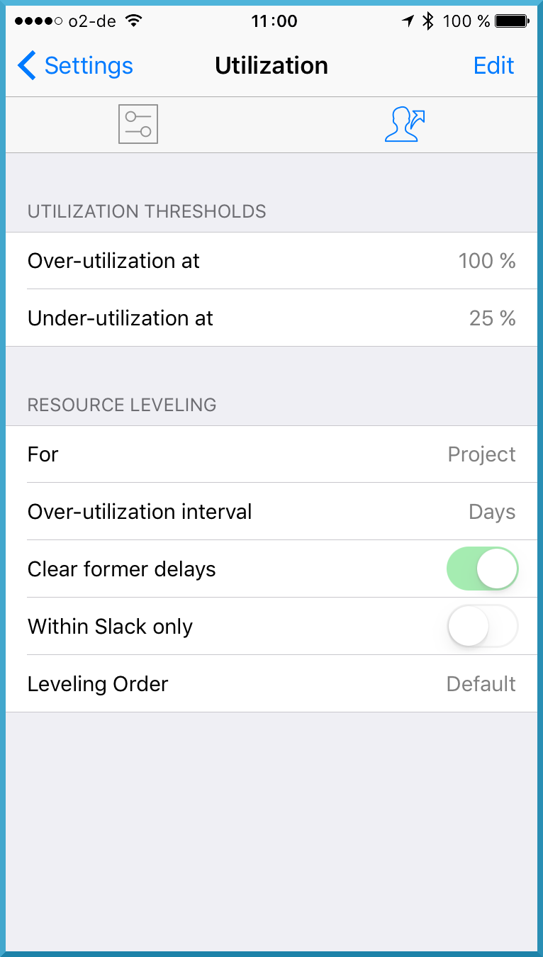 Go:Utilization settings