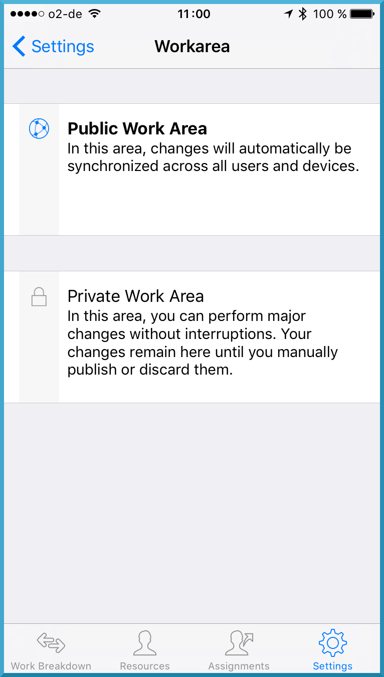 Go:Work Area settings
