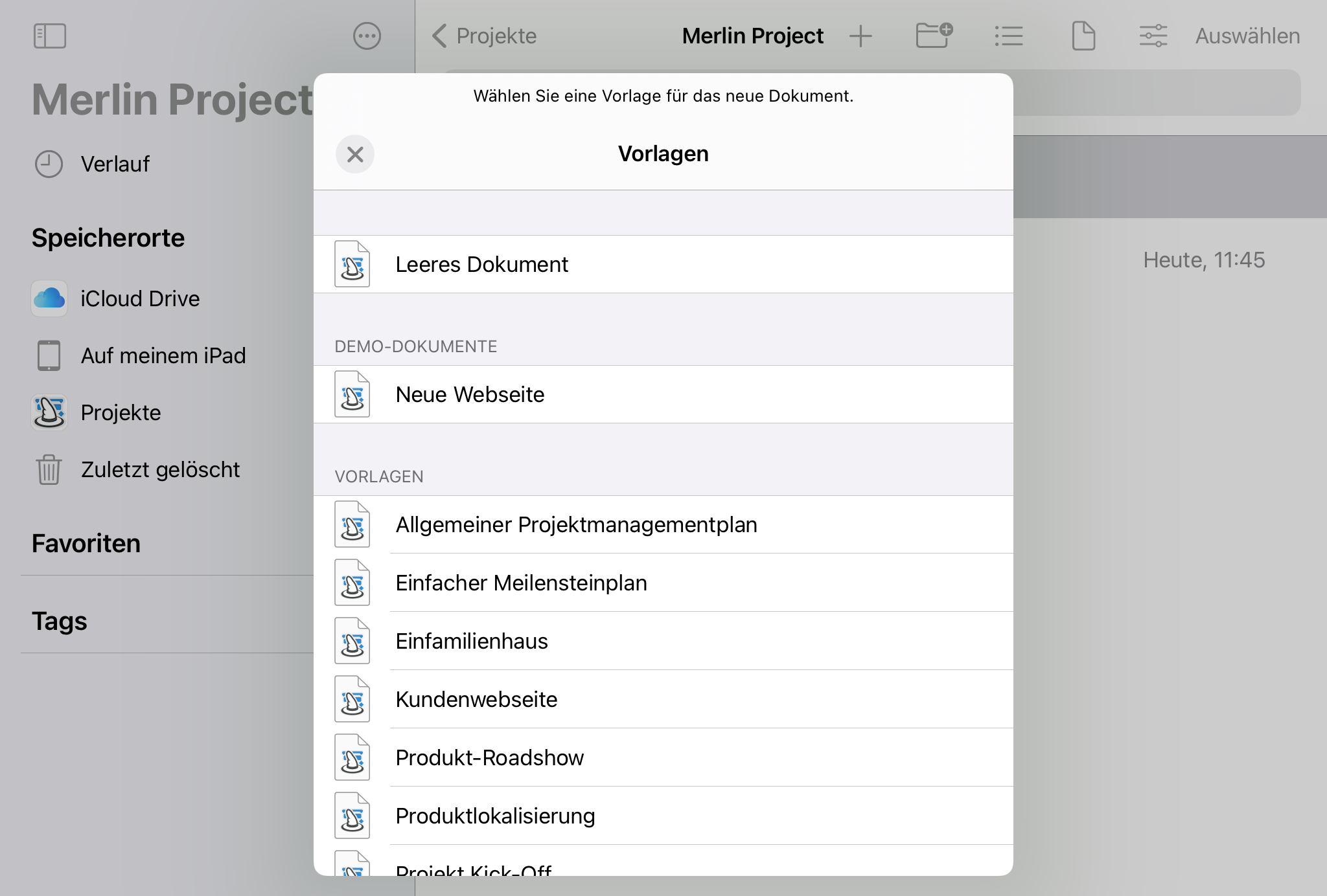 iPad:Neues Dokument