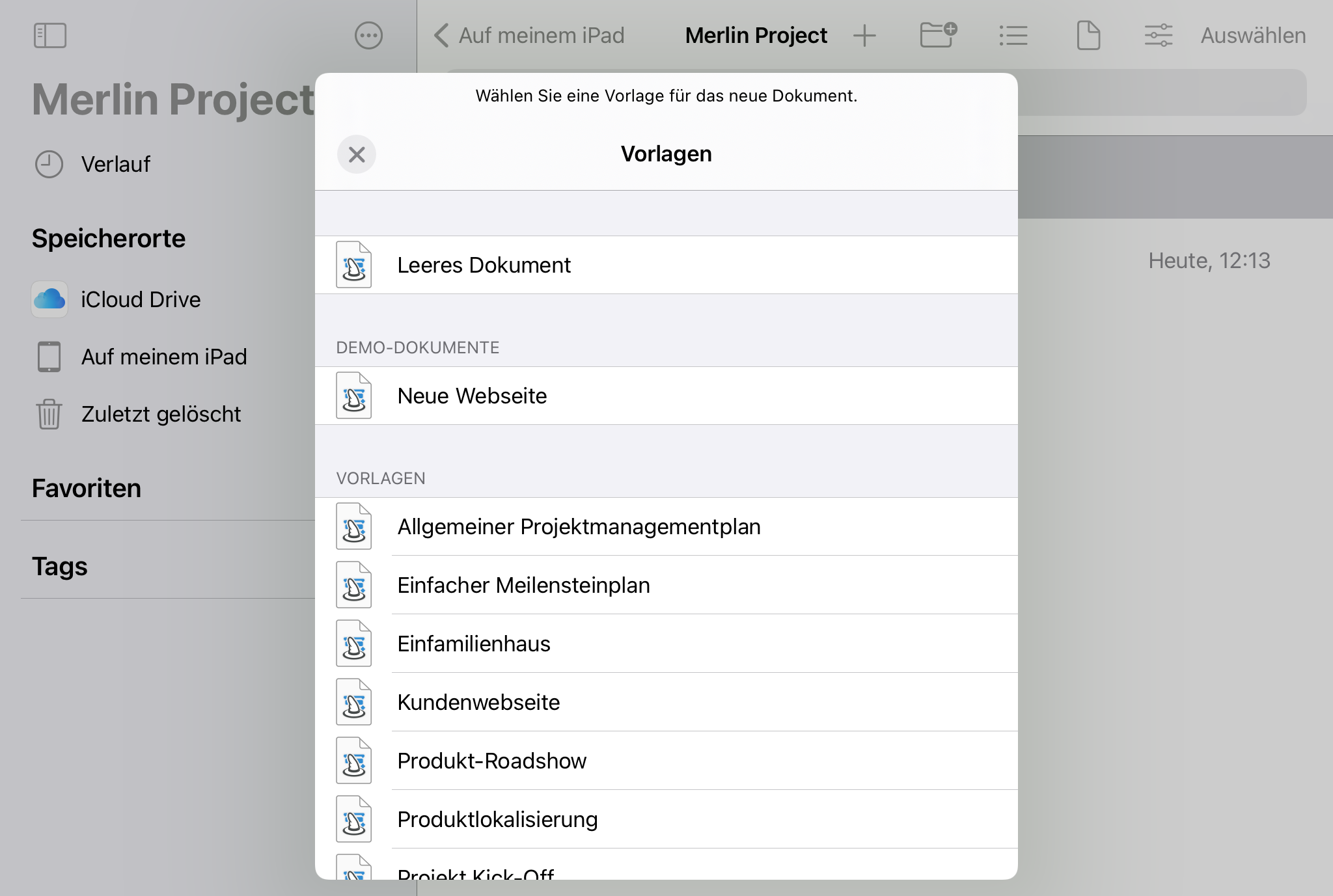 iPad:Neues Dokument