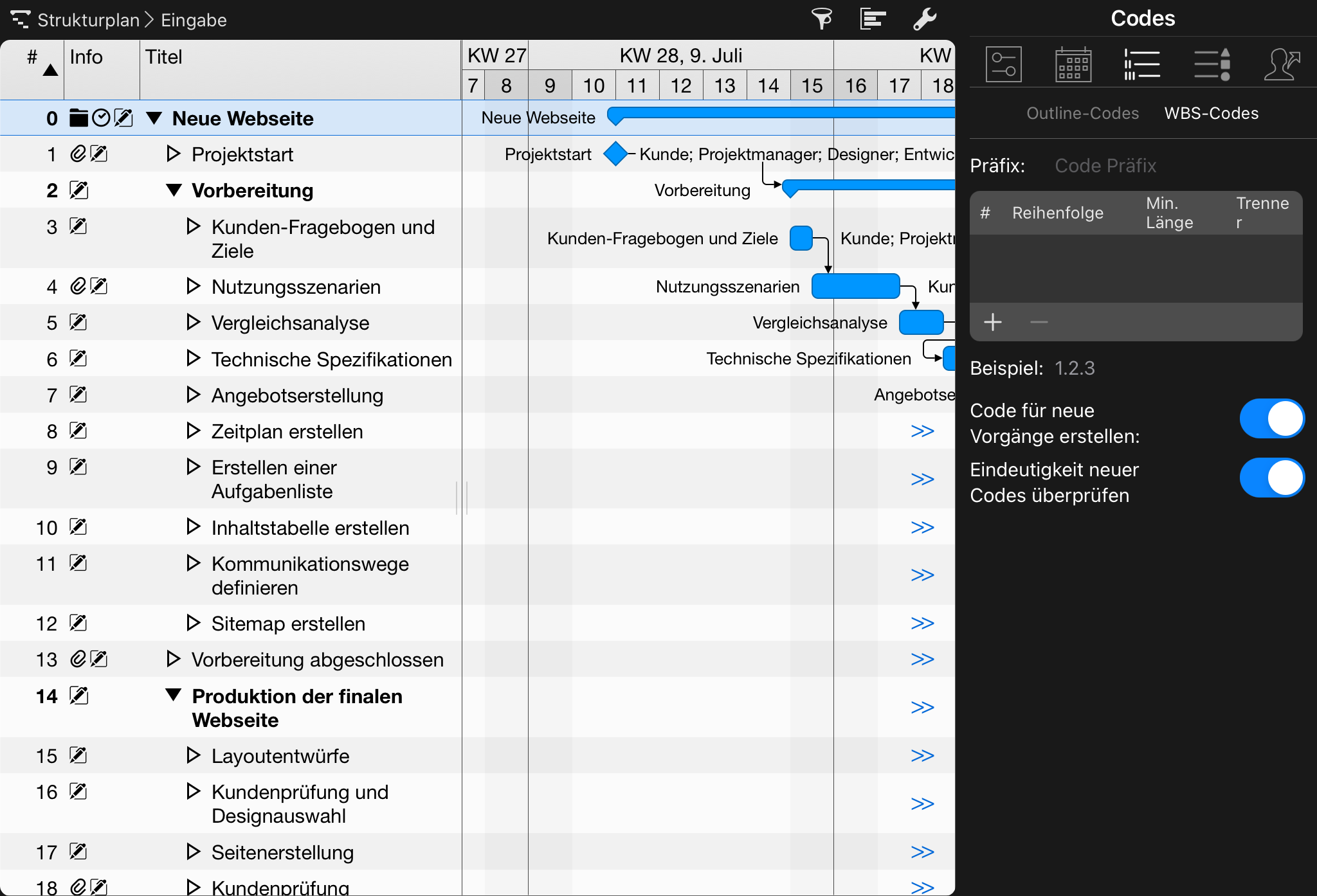 iPad:Codes settings