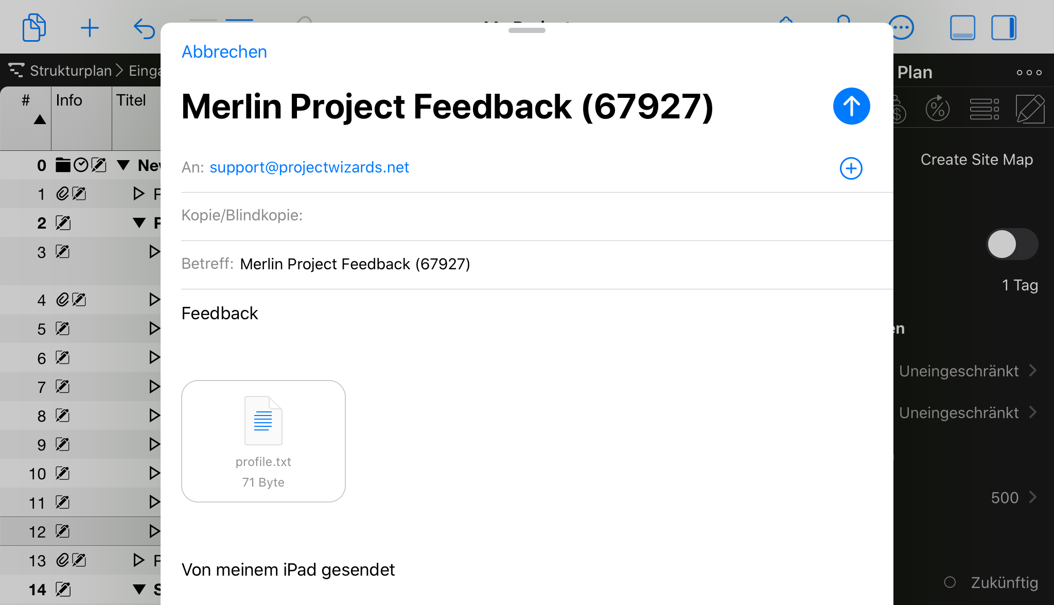 iPad:Feedback senden