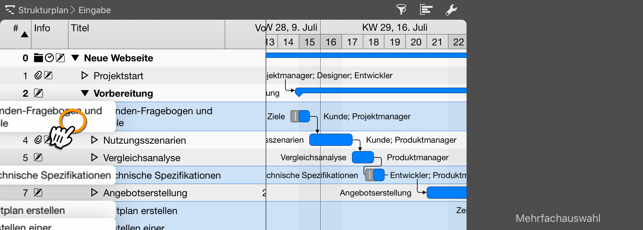 iPad:Mehrfachselektion