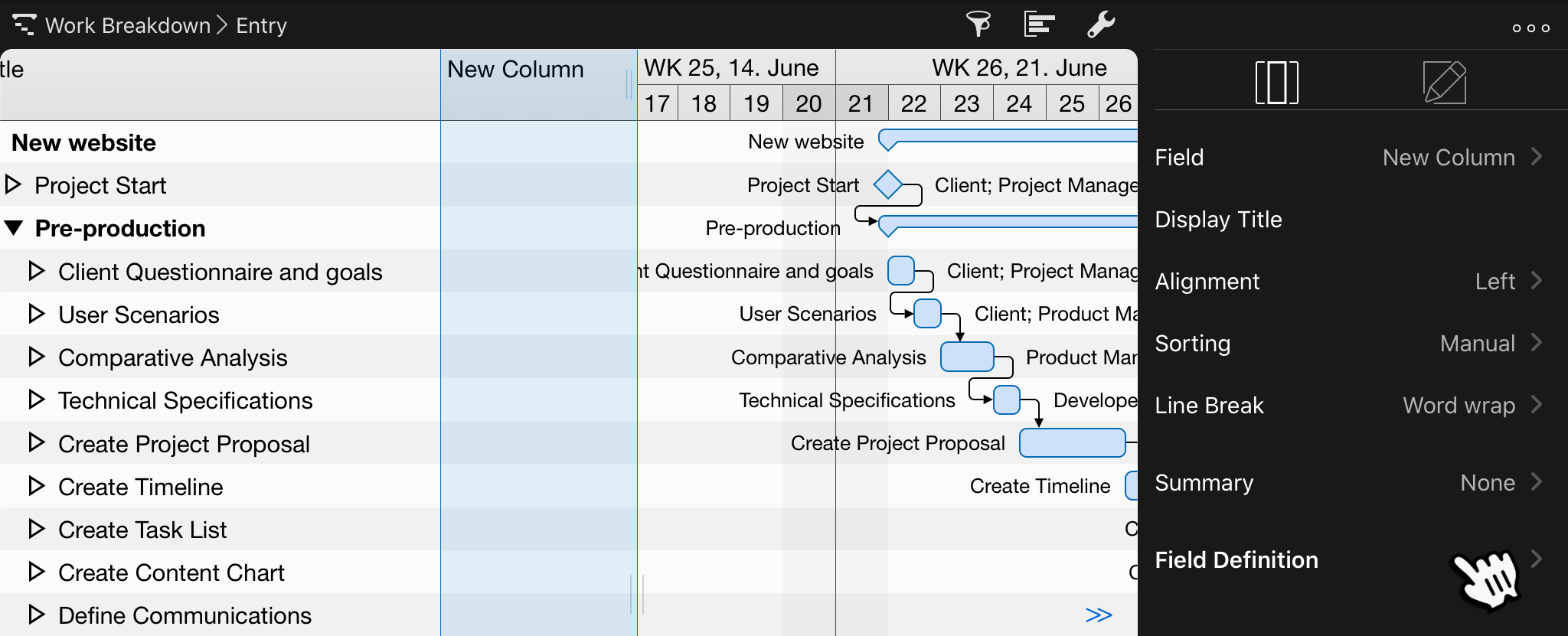 iPad:Column content definition