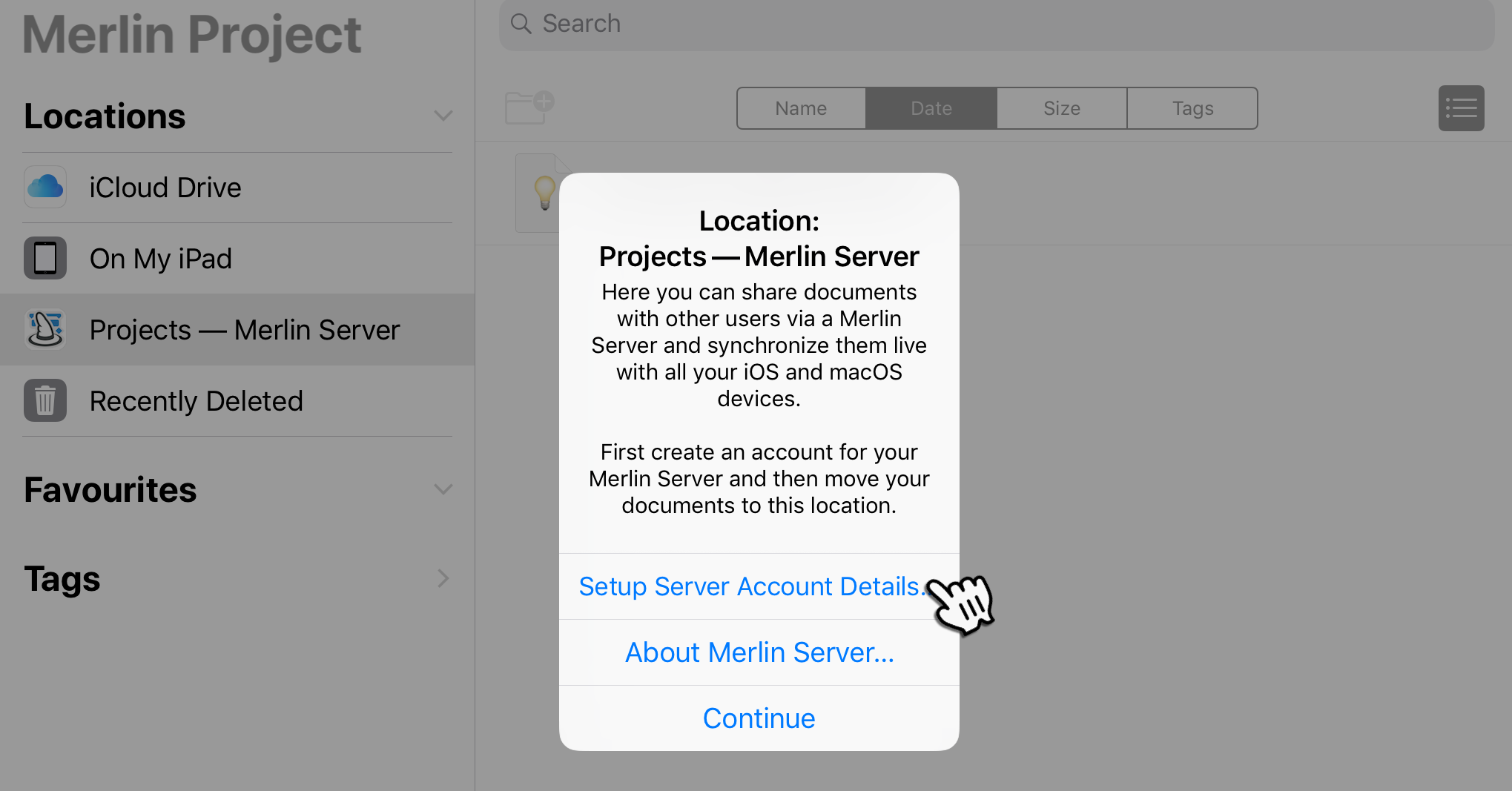 iPad:Project - Merlin Server Setup Account