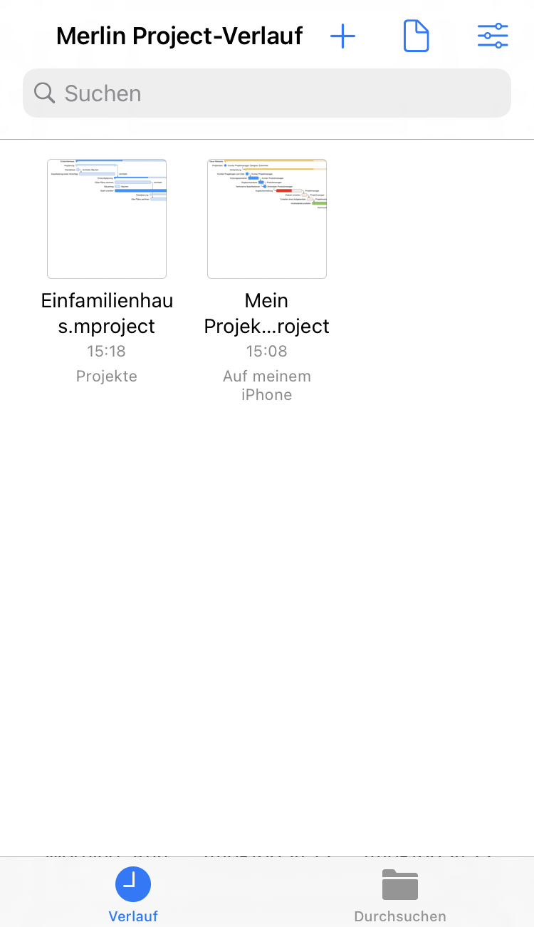 iPhone:Projekte im Verlauf