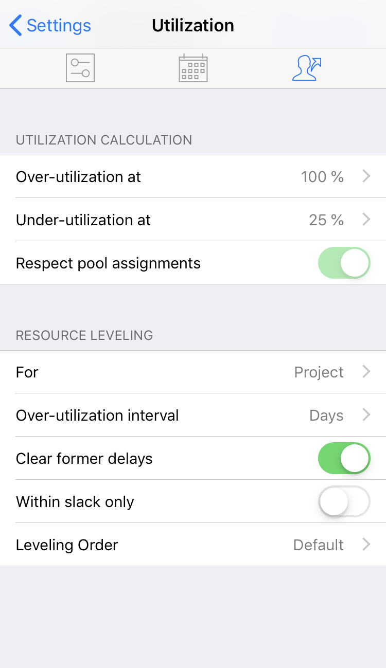 iPhone:Utilization settings