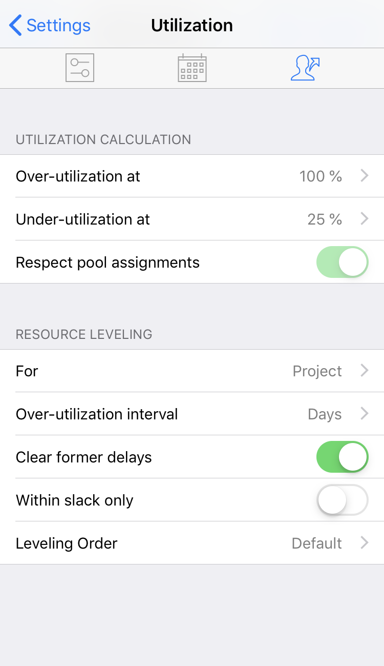 iPhone:Utilization settings