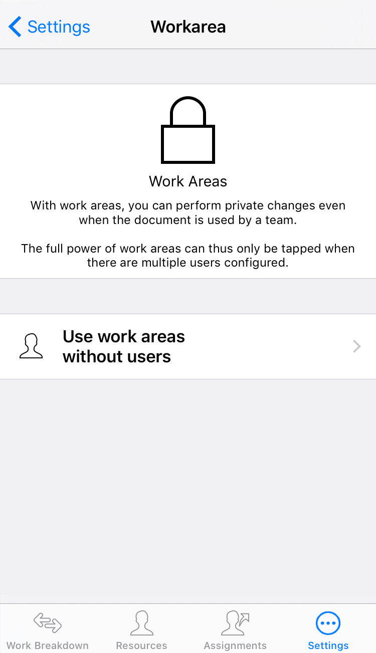 iPhone:Work Area settings