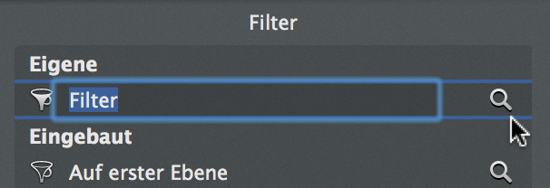 Inspektor:Filter bearbeiten