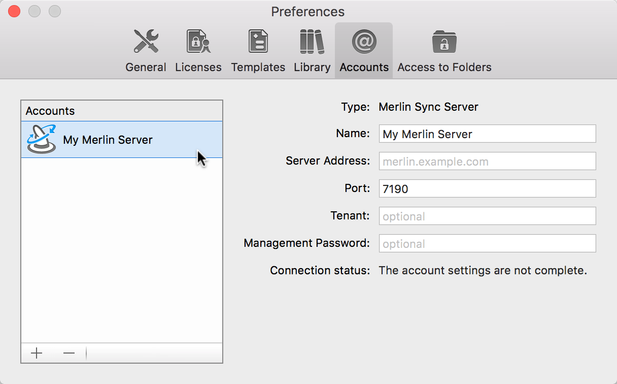 Preferences:Accounts - FTP