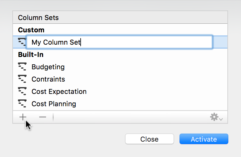 Column Sets - Custom Column Set