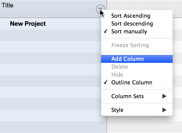 Context Menu - New Column