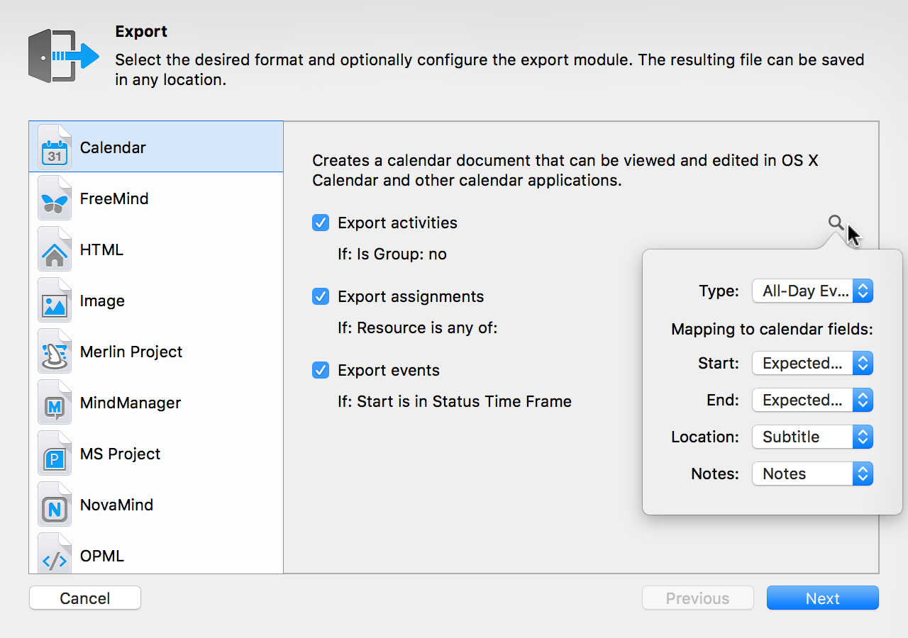 Export:Calendar Conditions