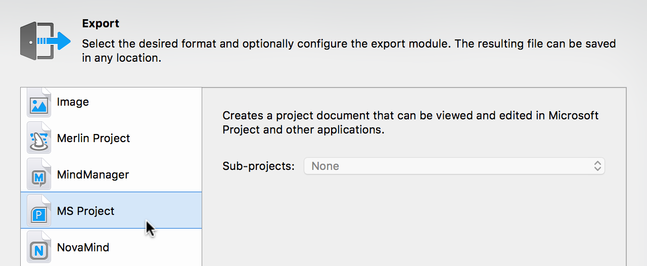 Export:MS Project