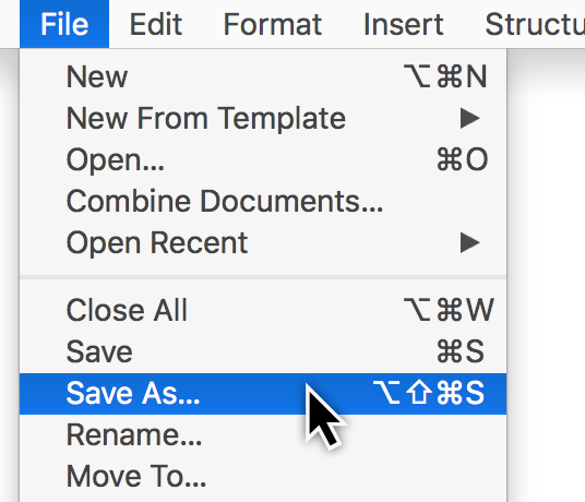 File > Save As