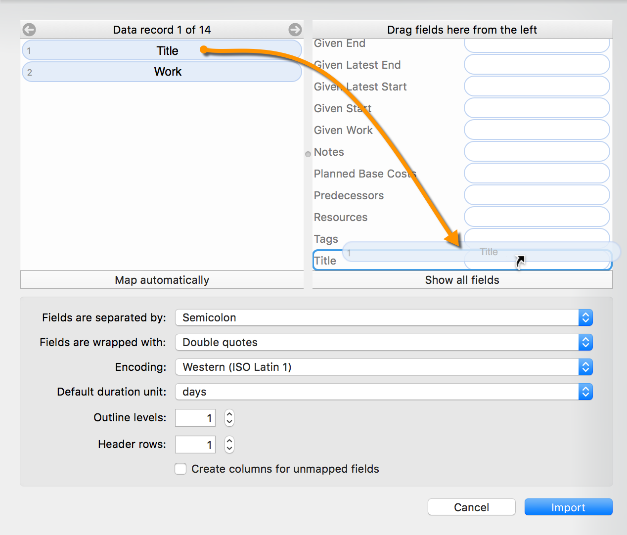 CSV:Map Fields