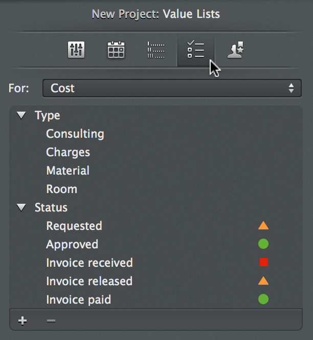 New Project:Value Lists