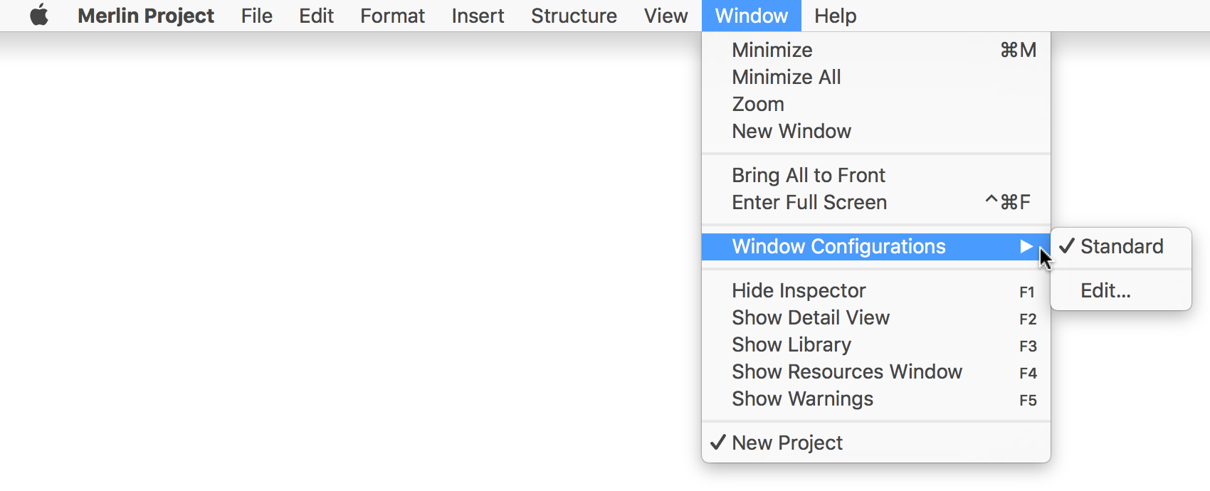 Menu:Window - Window Configurations