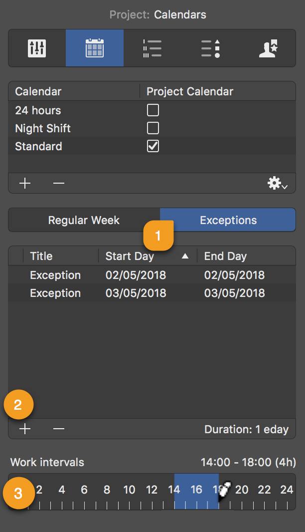 Calendar Exceptions
