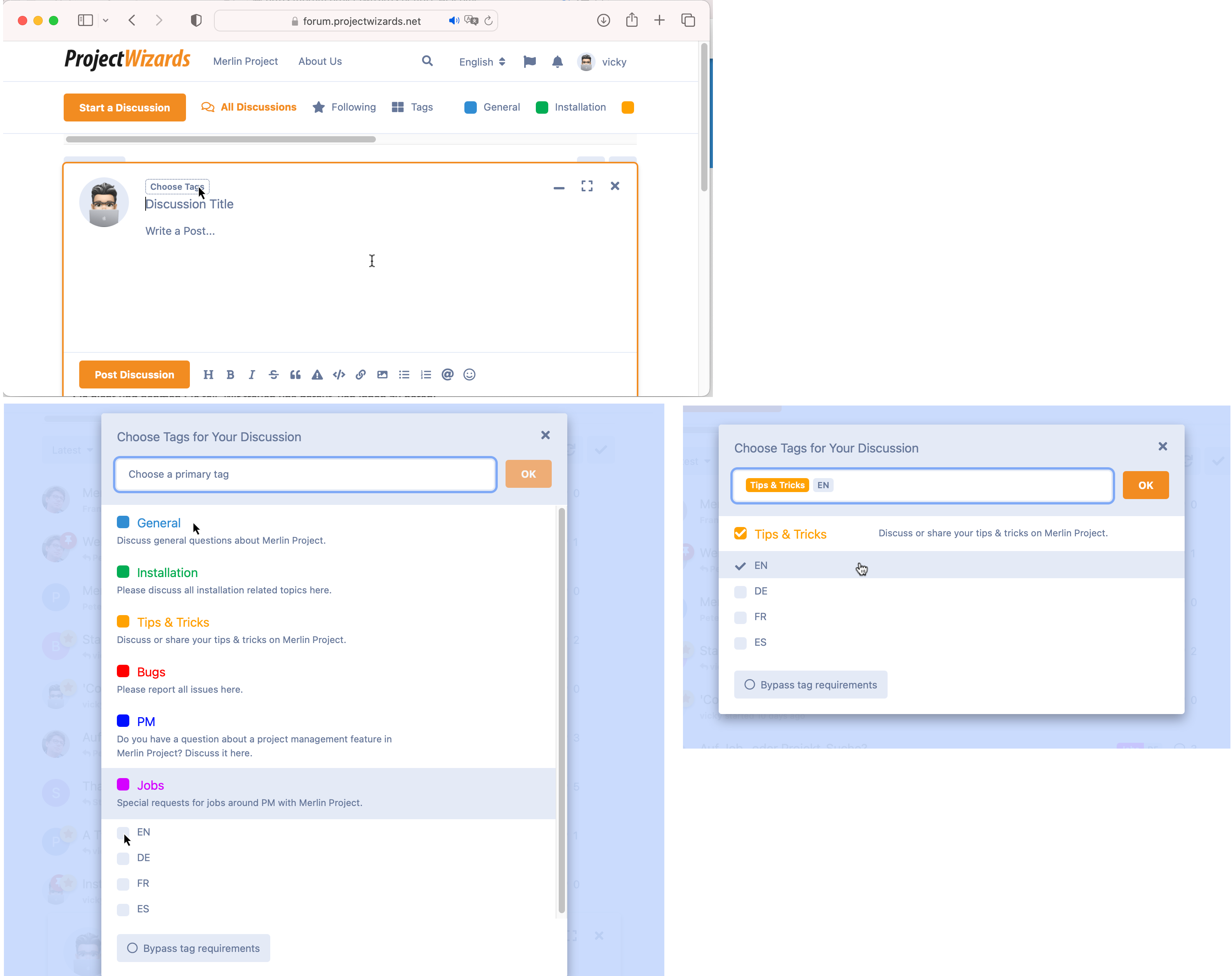 Start a Discussion: ChooseTags Primary And Secondary