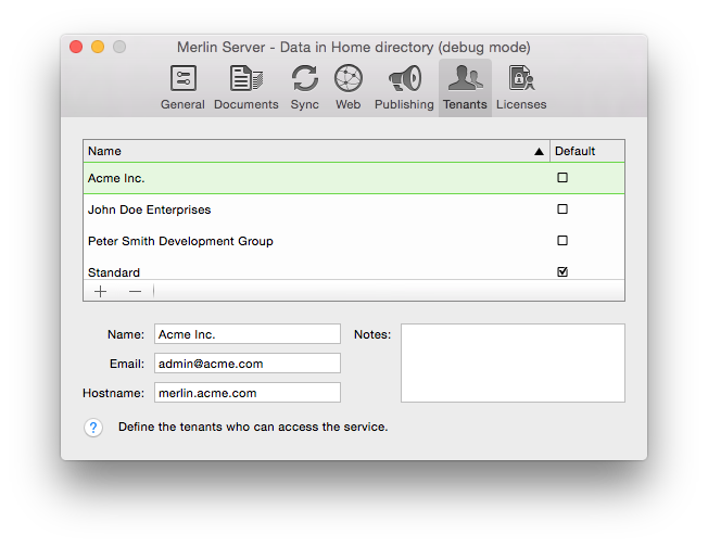Merlin Server - tenants Merlin Server - tenants