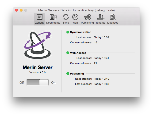 Merlin Server - allgemeine Funktionen