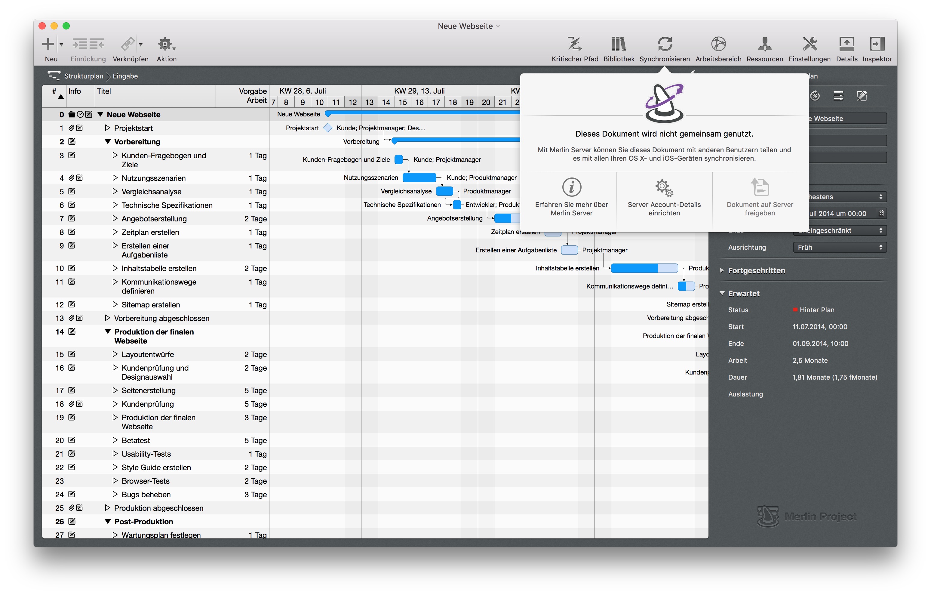 Synchronisation in Merlin Project