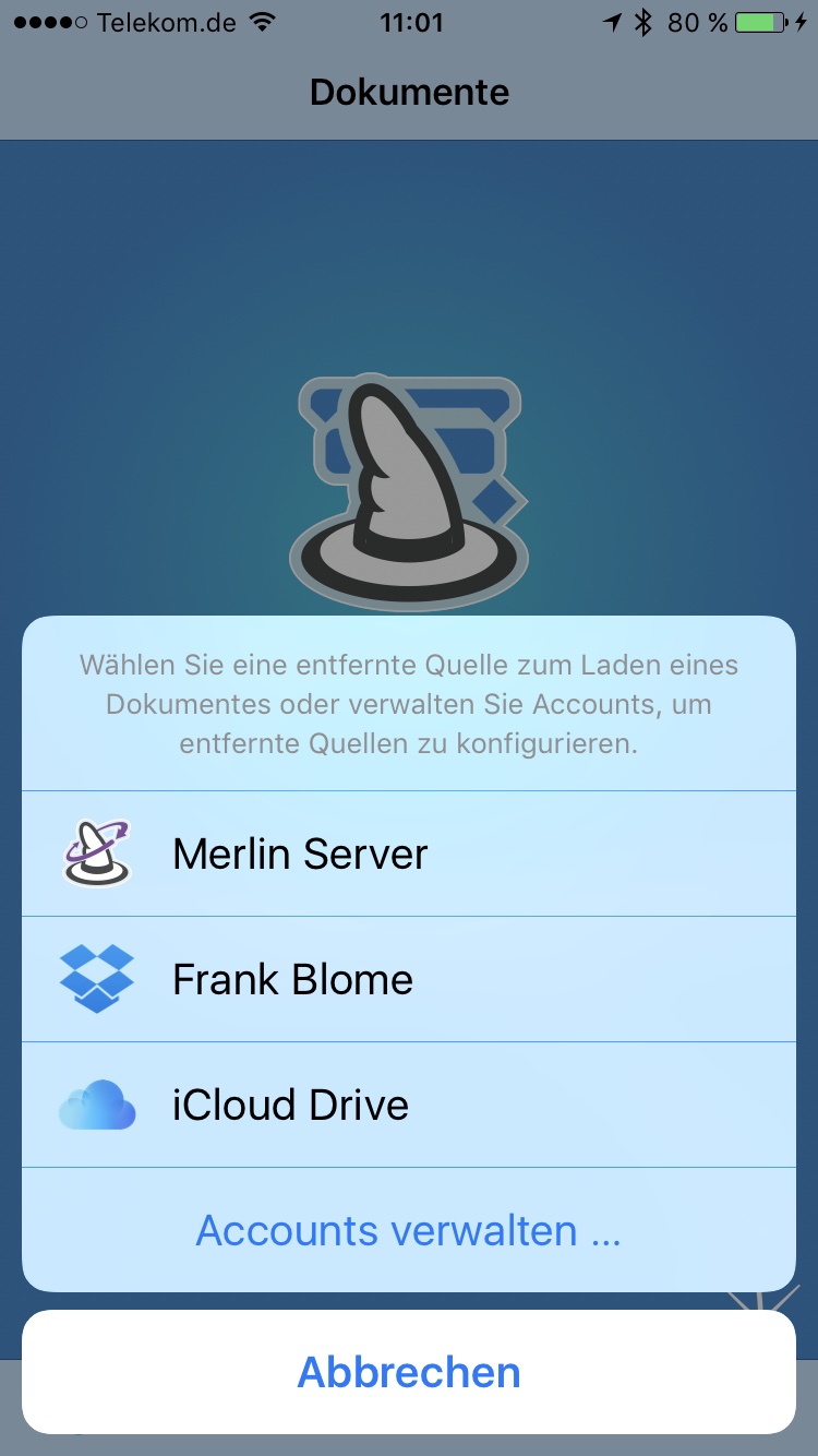 iOS Accounts in Merlin Project auf dem iPhone