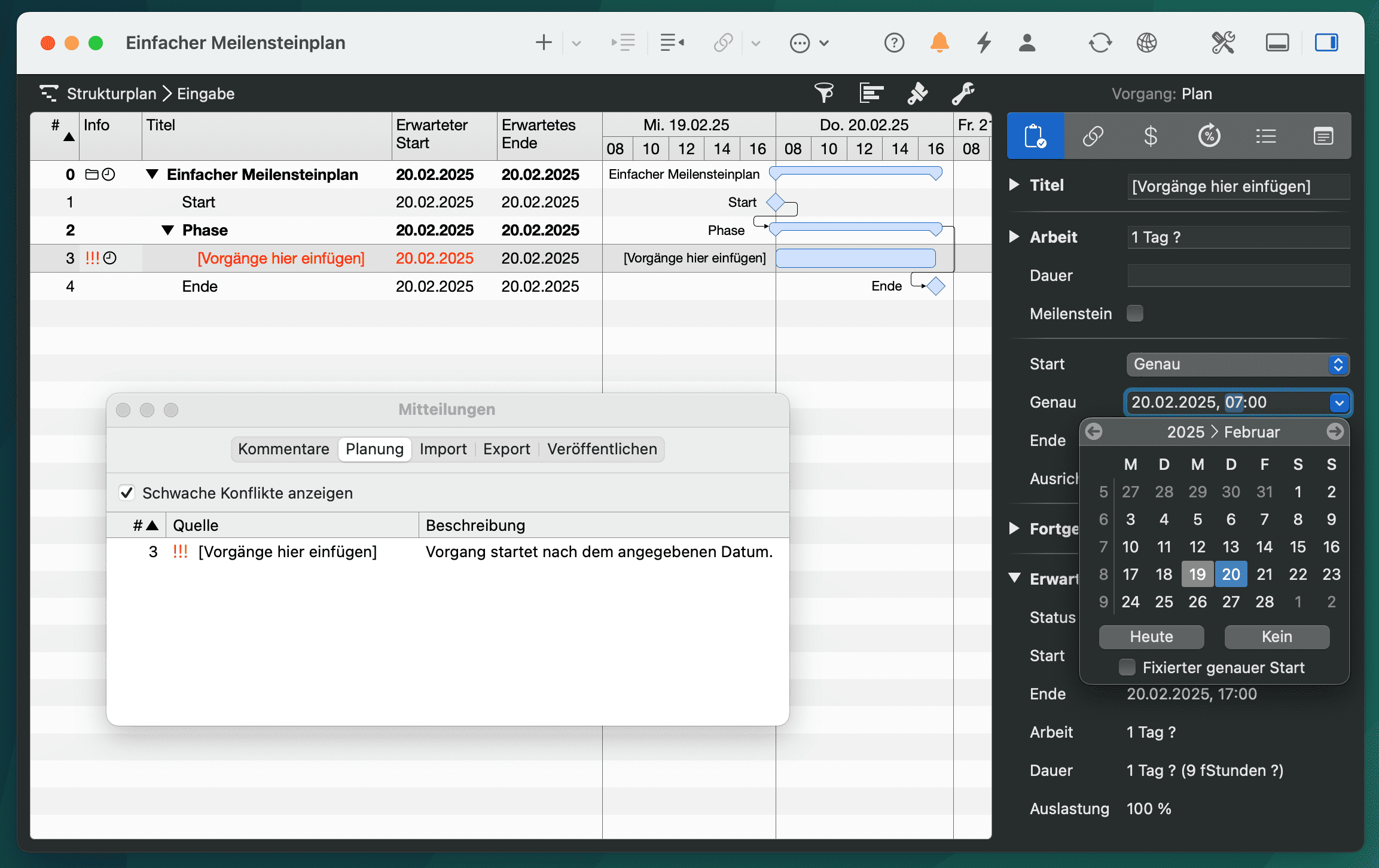 Planungskonflikte verstehen und lösen - Vorgang startet nach dem angegeben Datum Planungskonflikte verstehen und lösen - Vorgang startet nach dem angegeben Datum