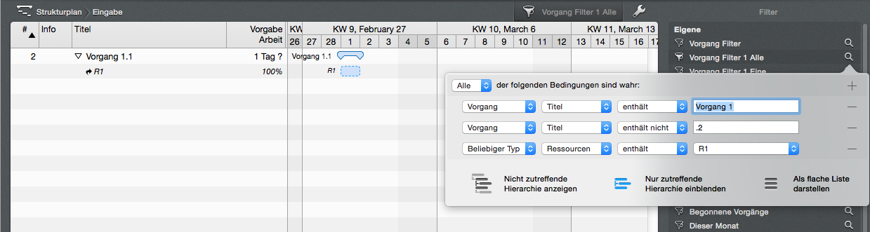 Filteroptionen verwenden