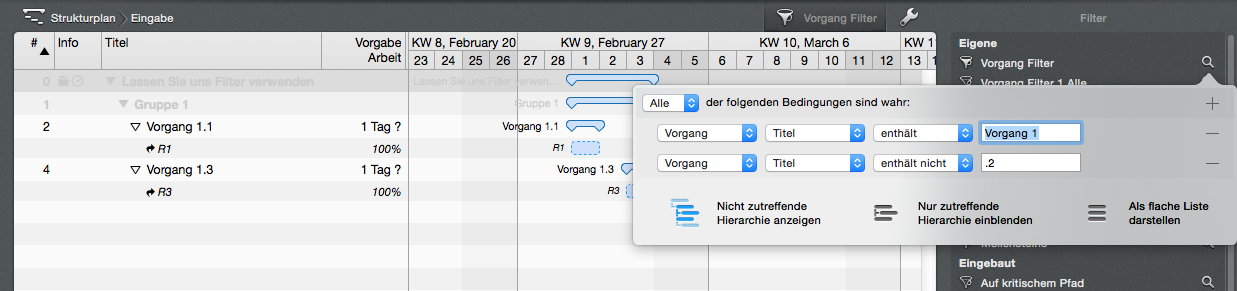 Filteroptionen verwenden