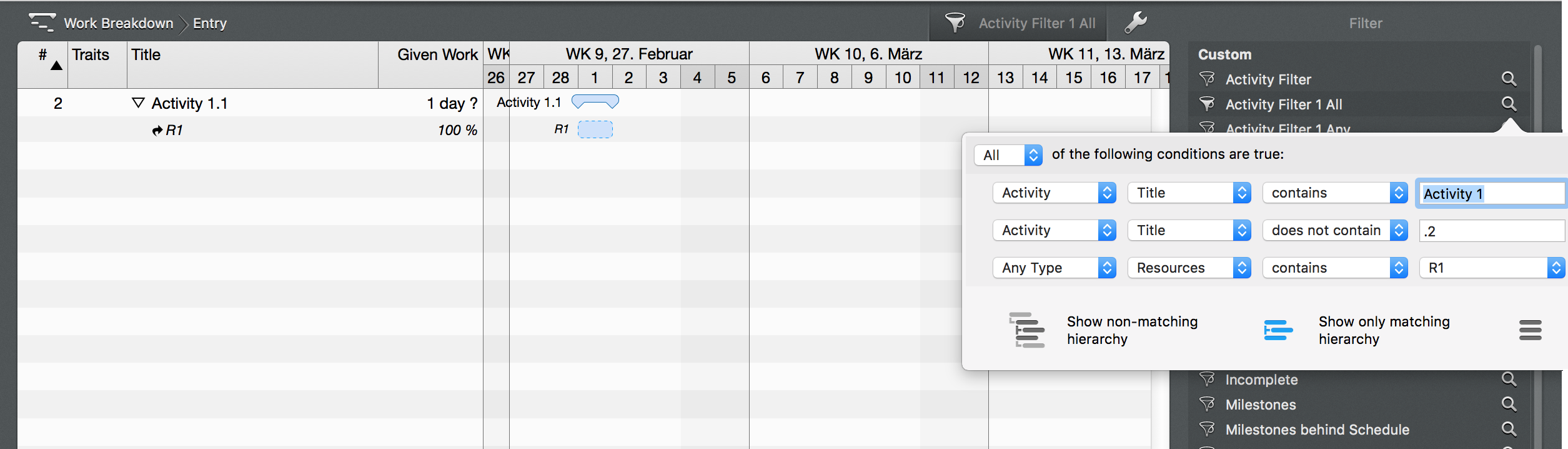 Using Filter options