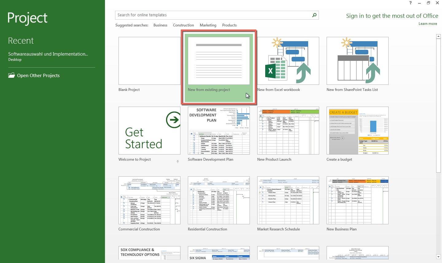 Import to MS Project