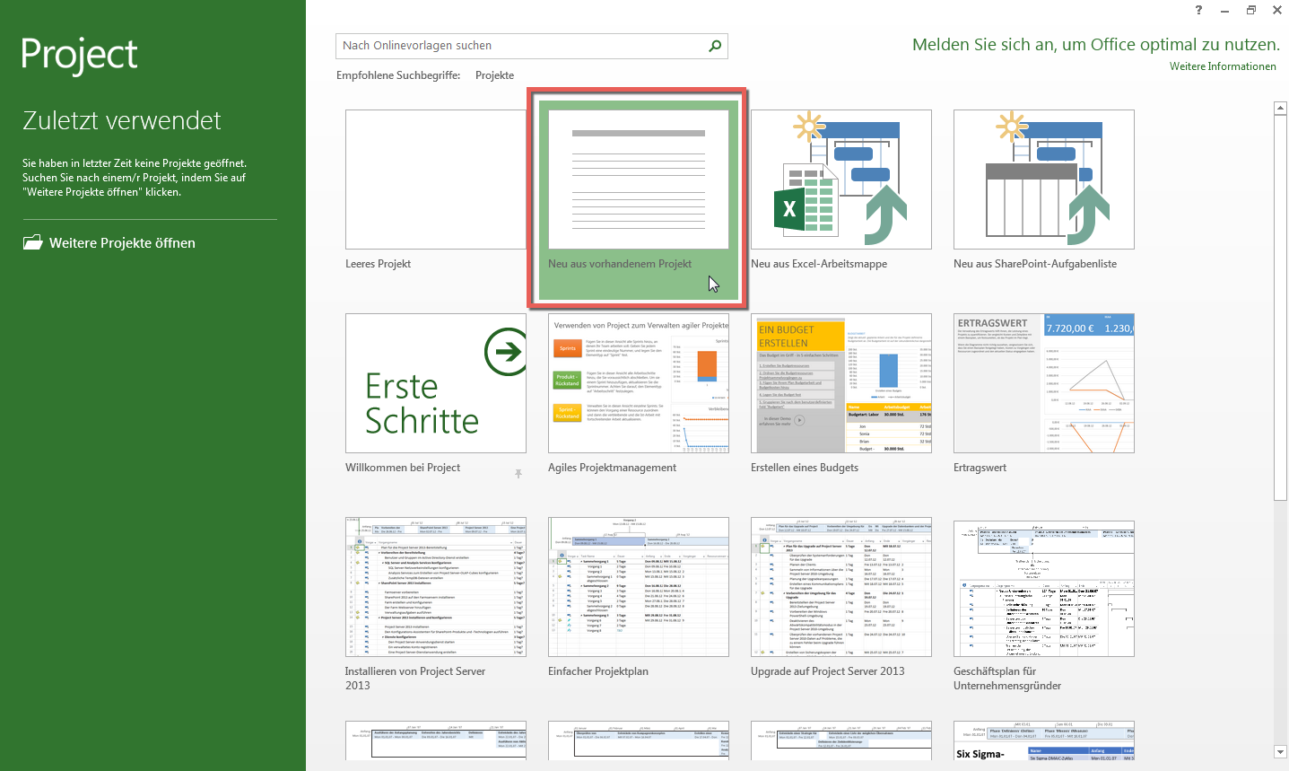 Import in MS Project