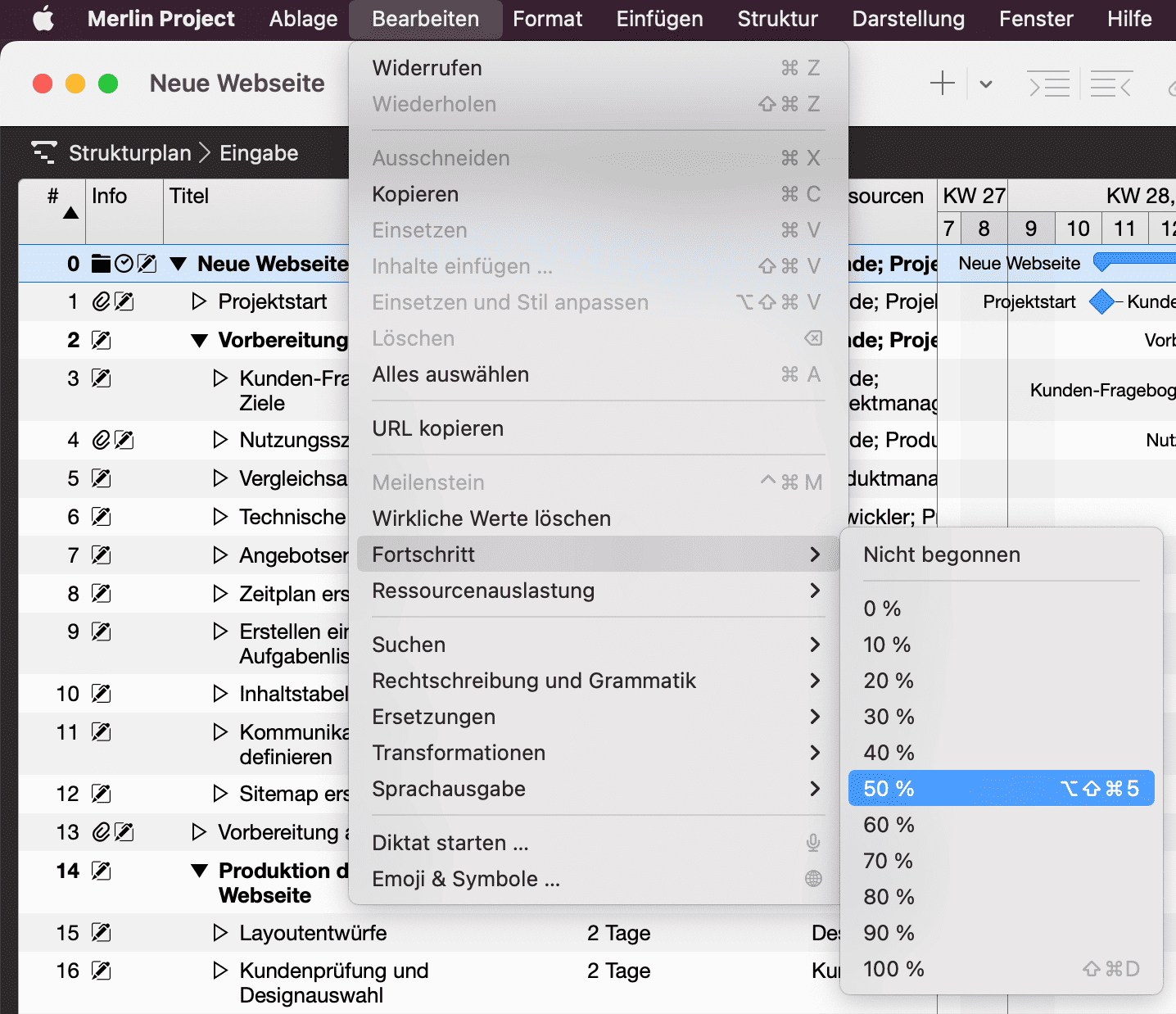 Merlin Project Menü