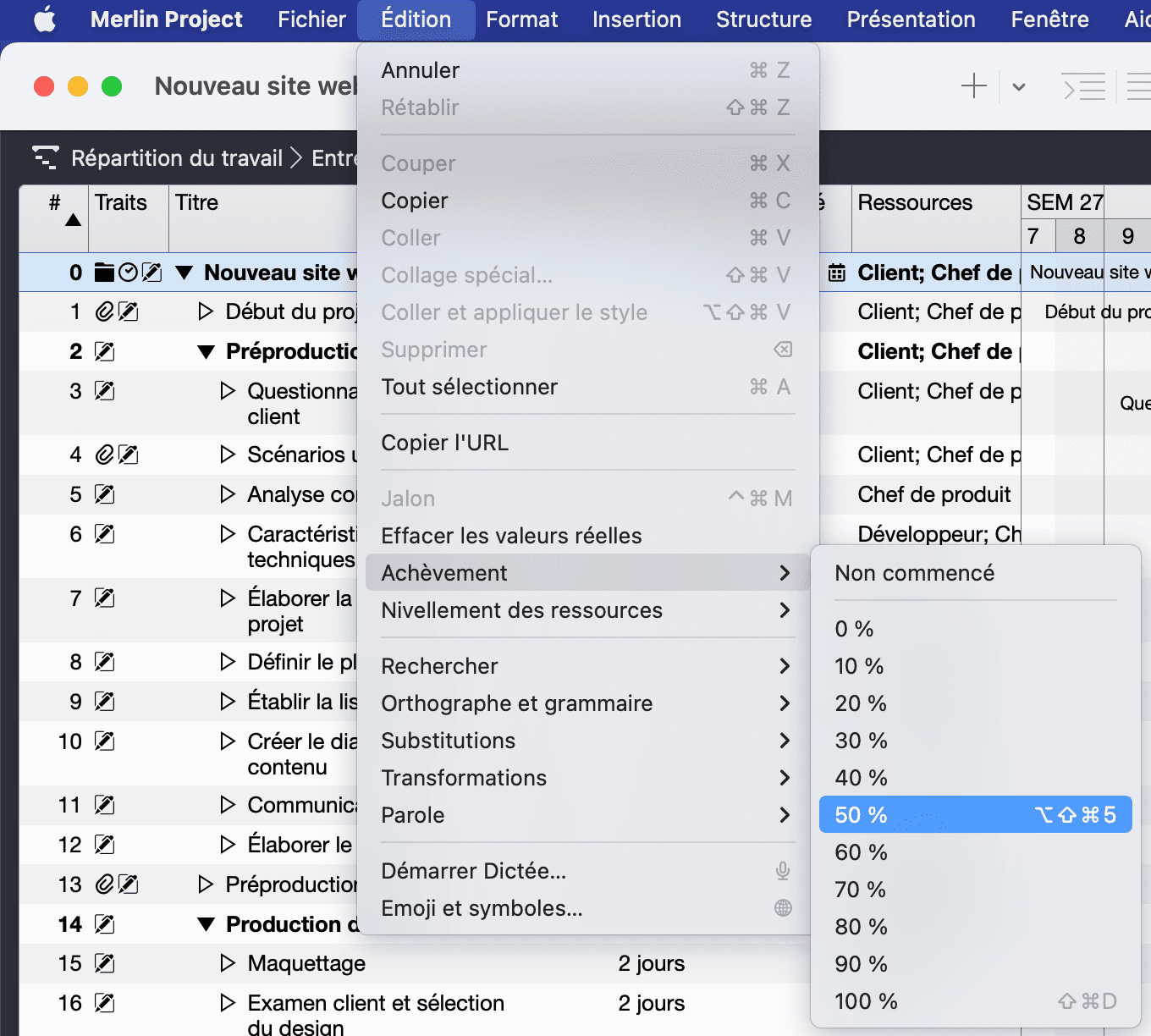 Menu Merlin Project