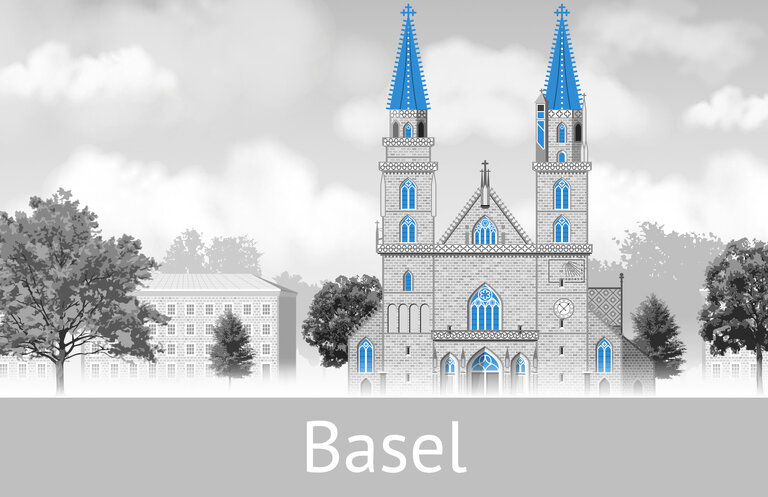 The Basel Cathedral in Basel, Switzerland The Basel Cathedral in Basel, Switzerland