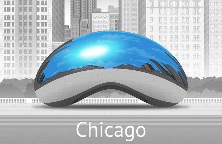 The Cloud Gate 'The Big Bean' in Chicago, IL, United States